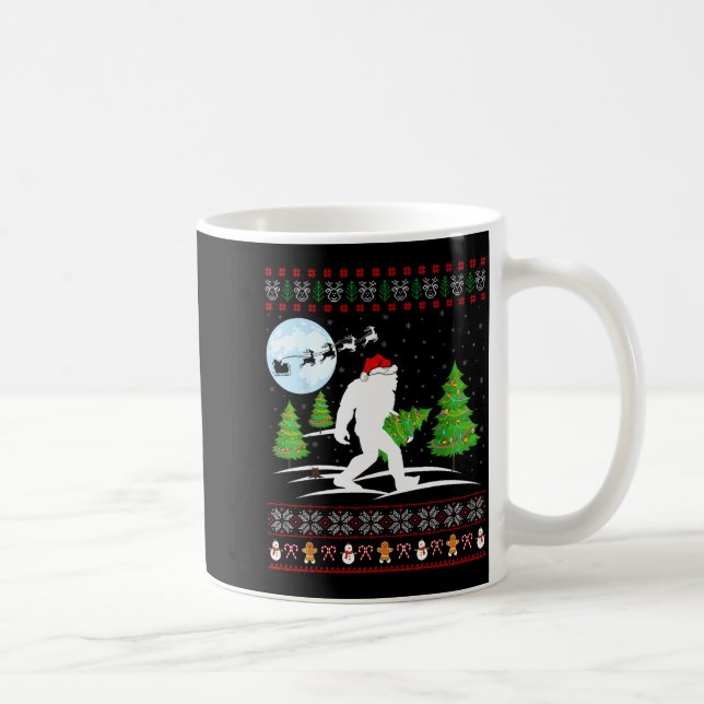 Funny Bigfoot Xmas Gift Santa Hat Ugly Bigfoot Chr Coffee Mug (Right)