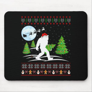 Funny Bigfoot Xmas Gift Santa Hat Ugly Bigfoot Chr Mouse Pad