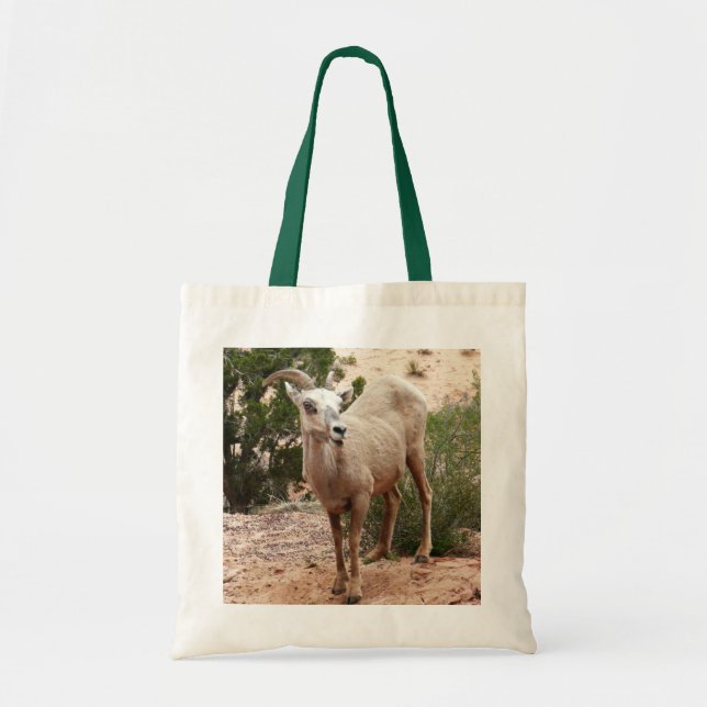 Funny Bighorn Sheep at Zion National Park Tote Bag (Front)