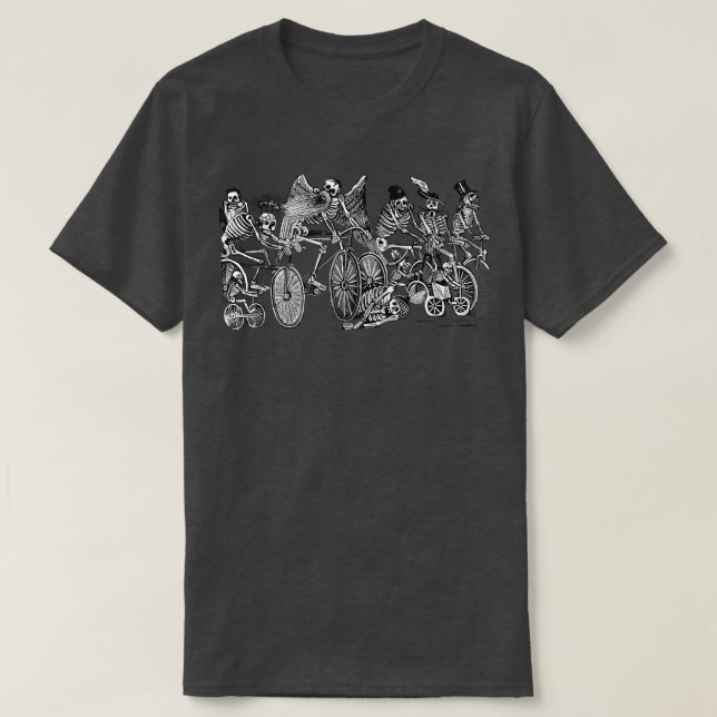 Funny Bike Riding Skeletons Cycling  for Bikers  T-Shirt (Design Front)