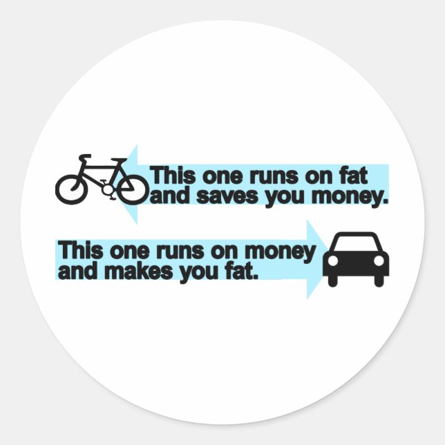 Funny Bike versus Car Classic Round Sticker (Front)