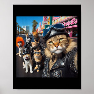 Funny Biker Cats Gangster Cats Street Motorcycle C Poster