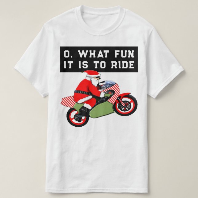 Funny Biker Christmas T-Shirt (Design Front)