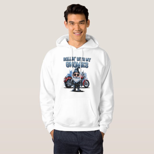 Funny Biker Gnome Hoodie (Front Full)