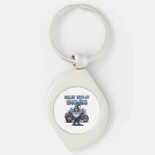 Funny Biker Gnome Keychain   Cool Gift for Bikers