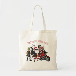 Funny Biker Santa Claus Gang Rock and Roll Tote Bag
