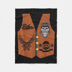 Funny Biker Vest Halloween Costume Motorcycle Fleece Blanket
