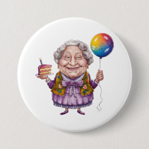 Funny Biking Grandma Birthday Party Art 7.5 Cm Round Badge