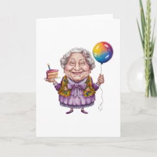Funny Biking Grandma Birthday Party Art Card