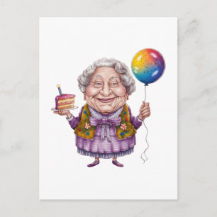 Funny Biking Grandma Birthday Party Art Postcard