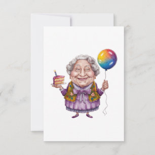 Funny Biking Grandma Birthday Party Art RSVP Card