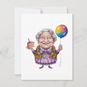 Funny Biking Grandma Birthday Party Art Thank You Card