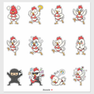 Funny Bikini Chicken Sticker Pack  Cartoon Chicken