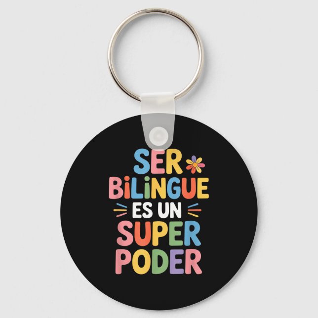 Funny bilingual saying ser bilingue es unFunny bil Key Ring (Front)