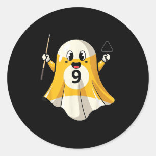 Funny Billiard Ghost Pumpkin Boo Halloween Kids Me Classic Round Sticker