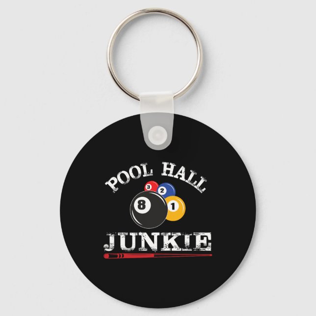 Funny Billiard Pool Hall Junkie For Pool Players B Key Ring (Front)