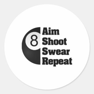 Funny Billiards 8-ll Pool Player Gift Classic Round Sticker