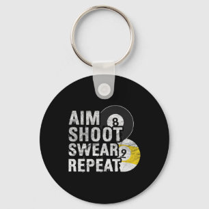 Funny Billiards Aim Shoot Swear  Key Ring