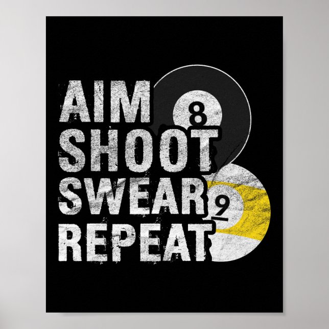 Funny Billiards Aim Shoot Swear  Poster (Front)