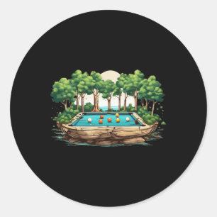 Funny Billiards Art Billiards Playing Pool Players Classic Round Sticker