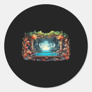 Funny Billiards Art Billiards Playing Pool Players Classic Round Sticker