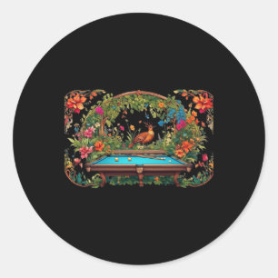Funny Billiards Art Billiards Playing Pool Players Classic Round Sticker