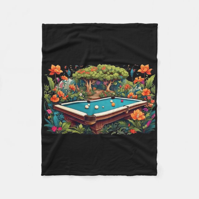 Funny Billiards Art Billiards Playing Pool Players Fleece Blanket (Front)