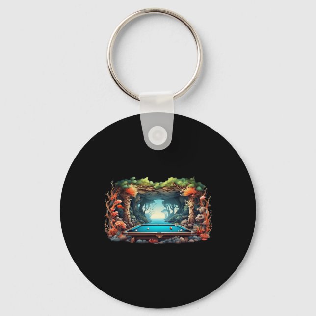 Funny Billiards Art Billiards Playing Pool Players Key Ring (Front)
