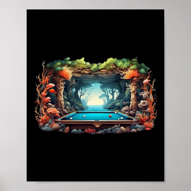 Funny Billiards Art Billiards Playing Pool Players Poster (Front)