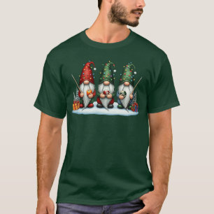 Funny Billiards Billiard Gnomies Christmas Gnome W T-Shirt