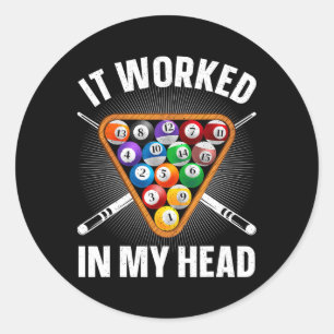 Funny Billiards Design For Men Women Pool Player P Classic Round Sticker