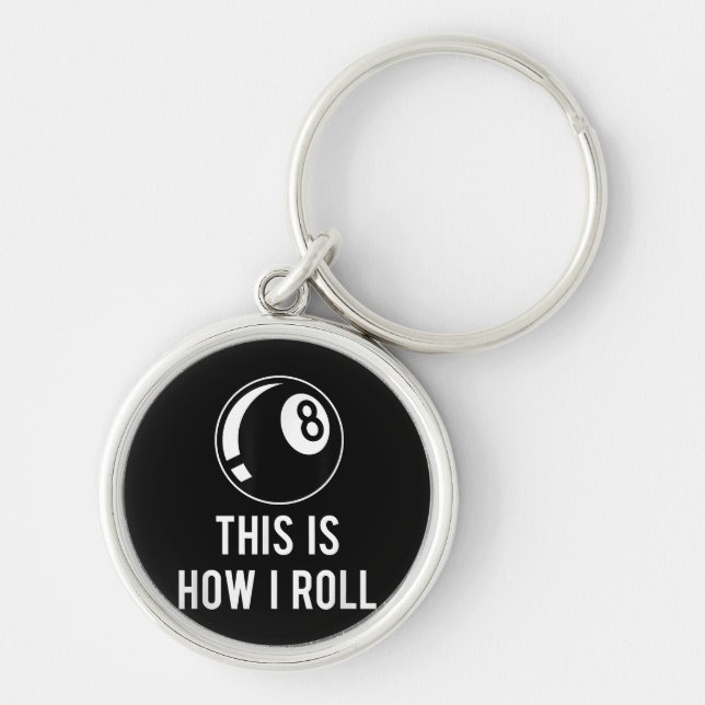 Funny Billiards Design For Pool Players Retro 8 Ba Key Ring (Front)