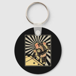 Funny Billiards Gift For 8-ll Pool Player Samurai Key Ring