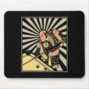 Funny Billiards Gift For 8-ll Pool Player Samurai Mouse Pad
