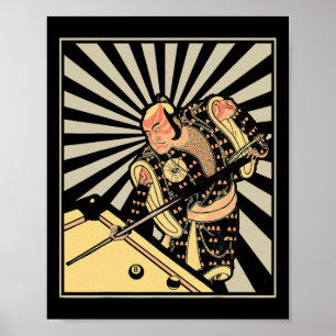 Funny Billiards Gift For 8-ll Pool Player Samurai Poster