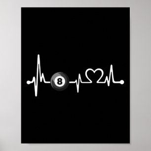 Funny Billiards Lovers Gift Love Billiards Heartbe Poster