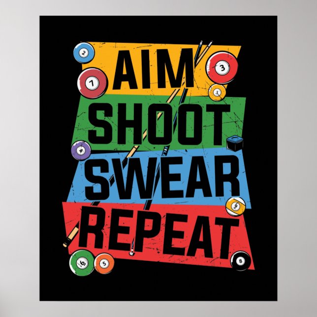 funny Billiards lovers word art Poster (Front)