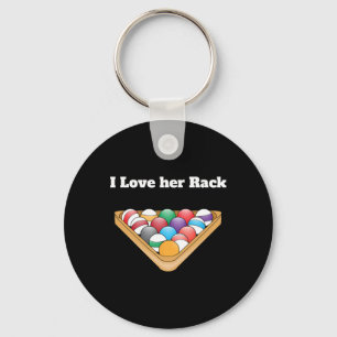 Funny Billiards Matching Couples Gifts - I Love He Key Ring