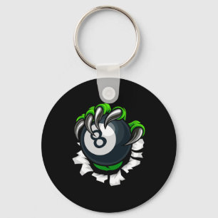 Funny Billiards Nails Art Billiards Playing Pool P Key Ring