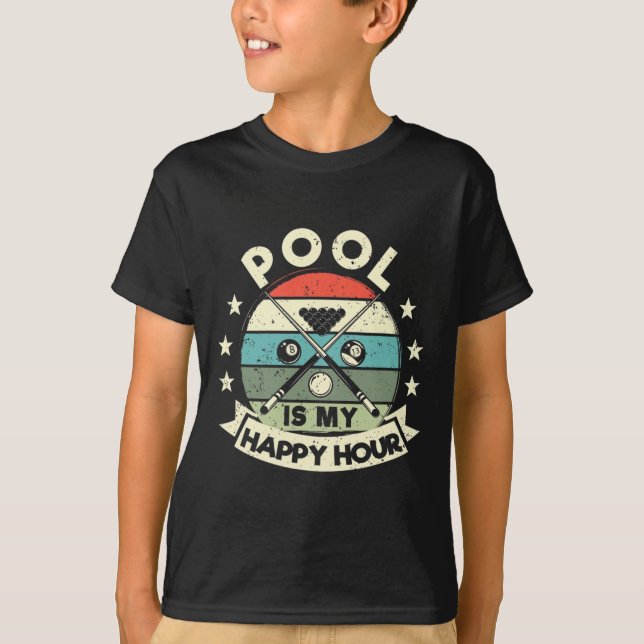 Funny Billiards Player Billard 8-ll Pool Is My Hap T-Shirt (Front)