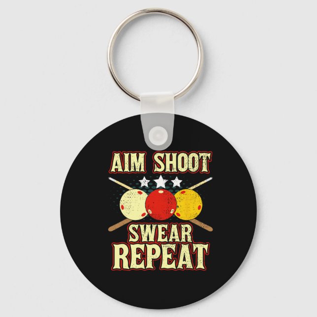 Funny Billiards Player Routine Aim Shoot Swear Rep Key Ring (Front)