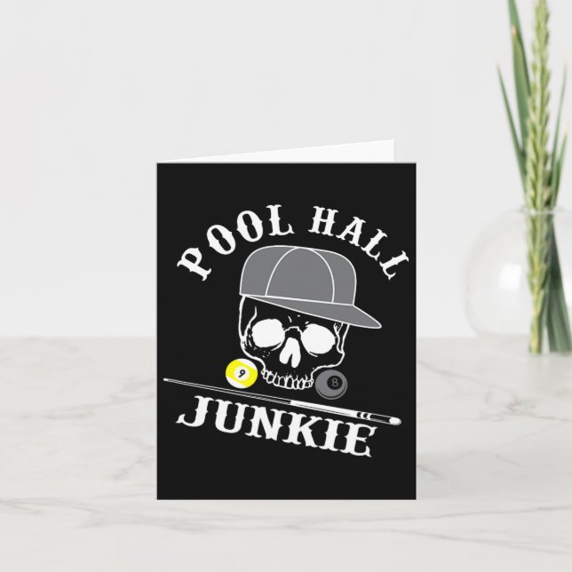 Funny Billiards Pool Hall Junkie For Pool Players  Card (Front)