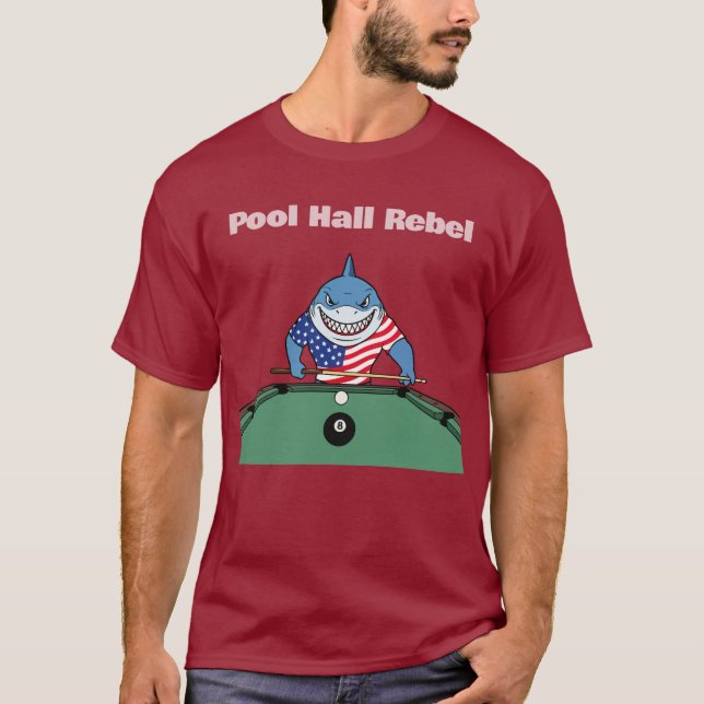 Funny Billiards Pool Hall Rebel T-Shirt (Front)