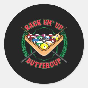 Funny Billiards Pool Hall Snooker Rack Em Up Butte Classic Round Sticker