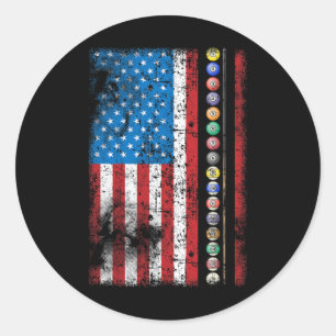 Funny Billiards Pool Hall Snooker Vintage American Classic Round Sticker