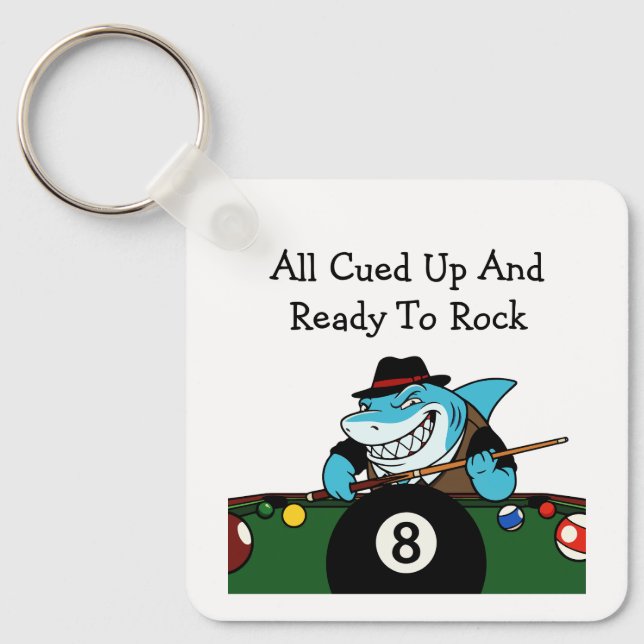 Funny Billiards Pool Hall Theme Key Ring (Front)