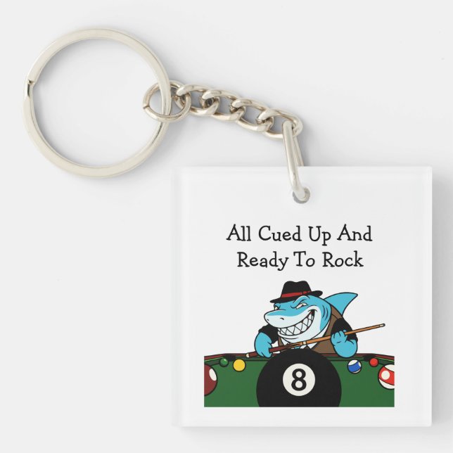 Funny Billiards Pool Hall Theme Keychains (Front)