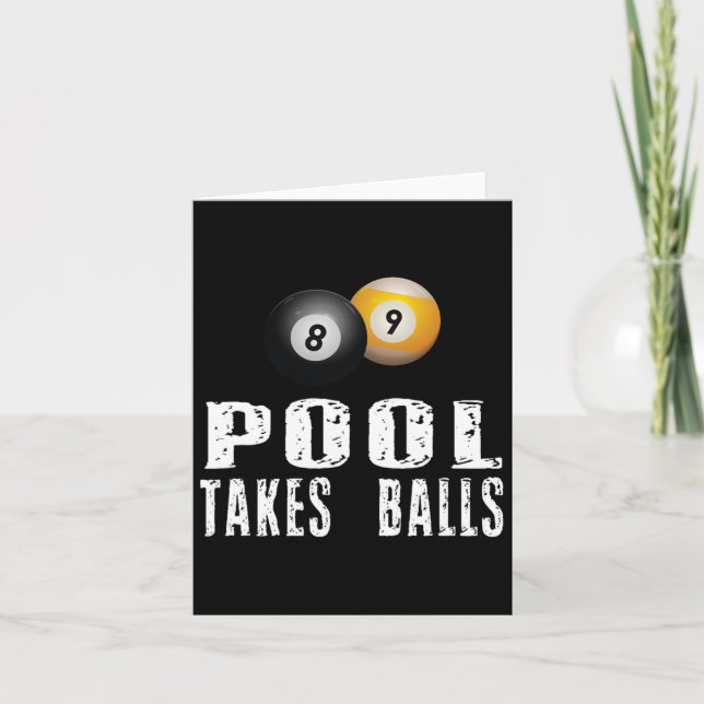 Funny Billiards Pool Player Pool Takes  Card (Front)