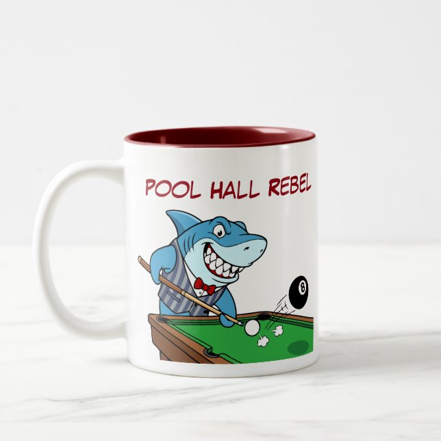 Funny Billiards Shark Rebel Coffee Mugs (Left)