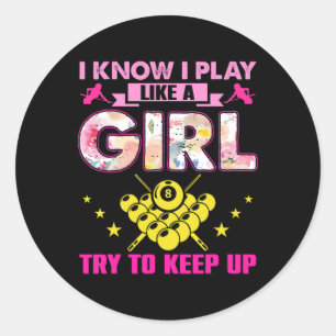 Funny Billiards Shirt For Women Girls Pool Billiar Classic Round Sticker